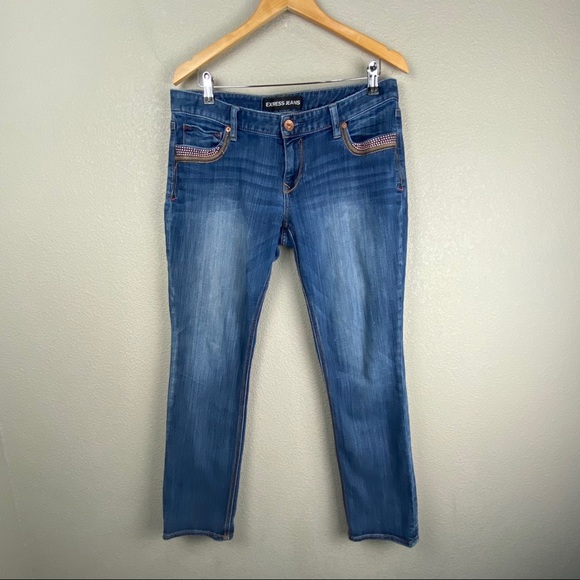 Express Stella ankle skinny low rise studded jeans